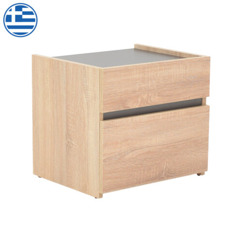 Κομοδίνο Comcie pakoworld σε φυσικό με γκρι απόχρωση 50x42x45.5εκ 362-000001