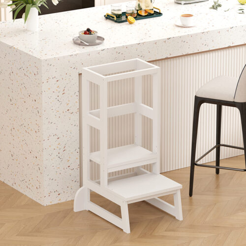 Παιδικός πύργος εκμάθησης Chiquel pakoworld τ. Montessori ξύλο σε λευκή απόχρωση 45.7x51x90εκ 370-000029