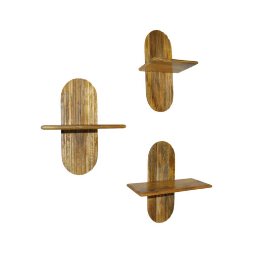 Ραφιέρα τοίχου Arcadia 3 τεμ pakoworld μασίφ ξύλο μάνγκο σε φυσική απόχρωση 30x20x40εκ 372-000032