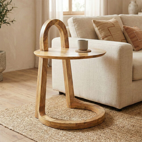 Βοηθητικό τραπέζι Kallos pakoworld μασίφ ξύλο μάνγκο σε φυσική απόχρωση 45x45x60εκ 372-000034