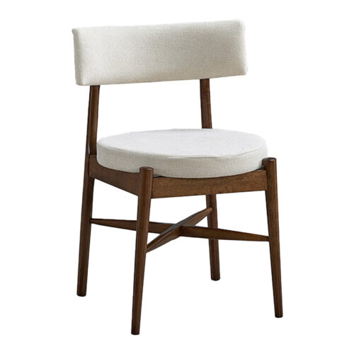 Καρέκλα Raudi pakoworld rubberwood σε καρυδί-εκρού απόχρωση 45.5x45.5x81εκ 381-000004