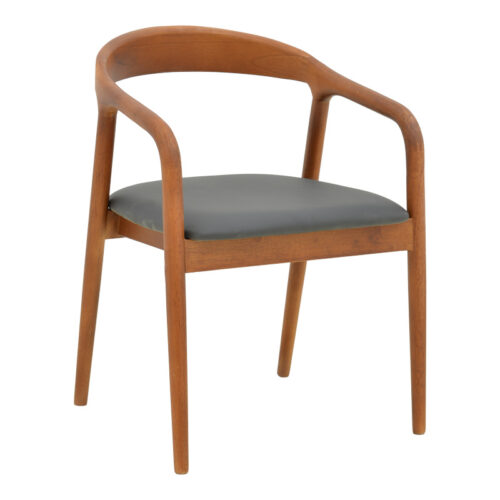 Πολυθρόνα Hogie pakoworld rubberwood καρυδί- μαύρο pu μαξιλάρι 61x60x76εκ 382-000006