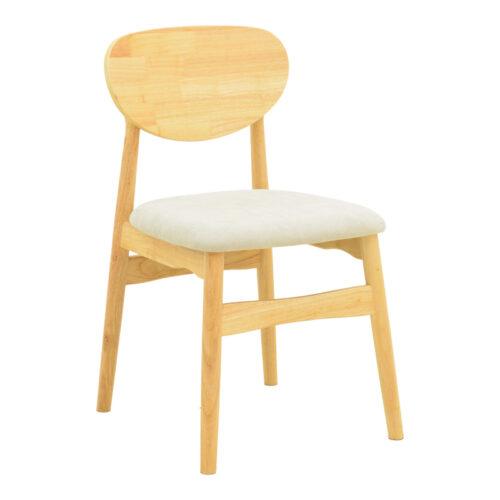 Καρέκλα Cardith pakoworld rubberwood-plywood σε φυσική απόχρωση-ύφασμα γκρι-μπεζ 48x51x78εκ 382-000013