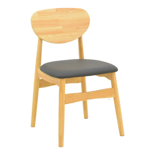 Καρέκλα Cardith pakoworld rubberwood-plywood σε φυσική απόχρωση-pu μαύρο 48x51x78εκ 382-000015