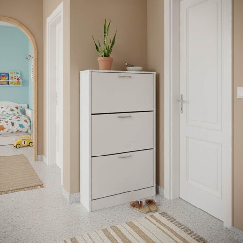 Παπουτσοθήκη Savaz pakoworld σε λευκή απόχρωση 60x24x114εκ 383-000021