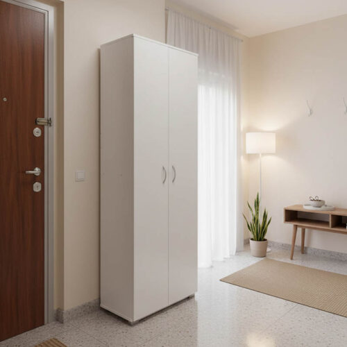 Παπουτσοθήκη-Ντουλάπα Racka pakoworld σε λευκή απόχρωση 58x34x186εκ 383-000028