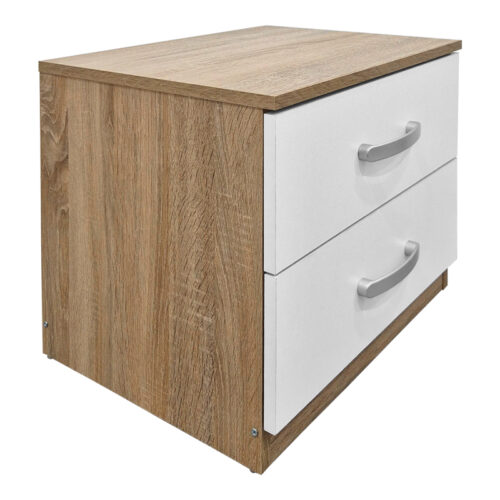 Κομοδίνο Athos pakoworld σε sonoma-λευκή απόχρωση 48x40x41.5εκ 383-000106