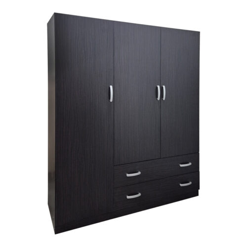 Ντουλάπα τρίφυλλη με 2 συρτάρια Alvia pakoworld wenge150x51x180εκ 383-000163