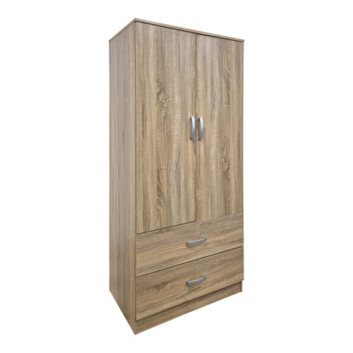 Ντουλάπα δίφυλλη με 2 συρτάρια Alvia pakoworld sonoma 80x51.5x180εκ 383-000174