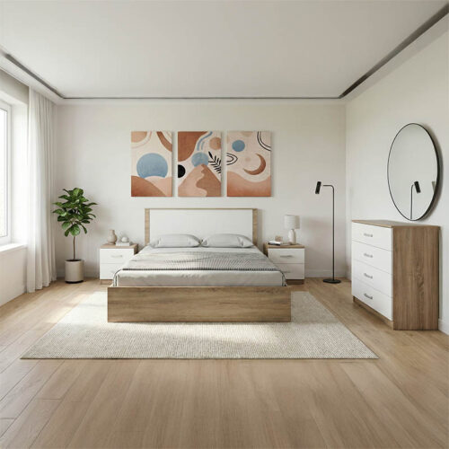 Σετ Κρεβατοκάμαρας Athos Sonoma Λευκό με Κρεβάτι 160x200εκ Σετ 4τεμ 383-000319