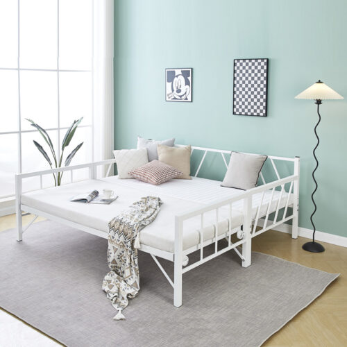 Κρεβάτι-Καναπές Remmie pakoworld μέταλλο λευκό 90x190εκ 386-000007