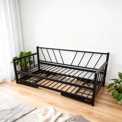 Κρεβάτι-Καναπές Remmie pakoworld μέταλλο μαύρο 90x190εκ 386-000008