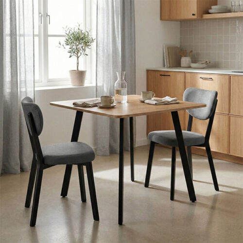 Τραπέζι Squaro pakoworld sonoma mdf με μαύρα μεταλλικά πόδια 80x80x75εκ 390-000007