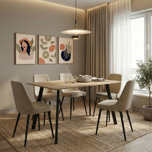 Τραπέζι Squaro pakoworld sonoma mdf με μαύρα μεταλλικά πόδια 120x70x75εκ 390-000010