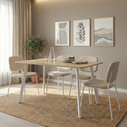 Τραπέζι Squaro pakoworld sonoma mdf με λευκά μεταλλικά πόδια 120x70x75εκ 390-000011