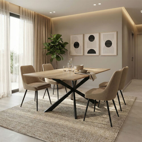 Τραπέζι Aragne pakoworld sonoma mdf με μαύρα μεταλλικά πόδια 160x90x75εκ 390-000012