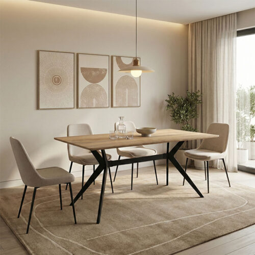 Τραπέζι Ezali pakoworld sonoma mdf με μαύρα μεταλλικά πόδια 160x90x75εκ 390-000019