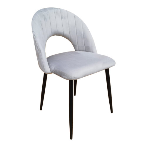 Καρέκλα Lovingo pakoworld βελούδο γκρι με μαύρα μεταλλικά πόδια 50x47x85.5εκ 390-000026