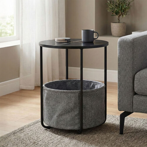 Βοηθητικό τραπέζι Fredami pakoworld μαύρο μαρμάρου Φ40x50εκ 395-000001