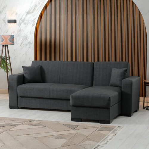 Γωνιακός καναπές-κρεβάτι αναστρέψιμος Dumma pakoworld ύφασμα ανθρακί 226x148x86εκ 418-000005