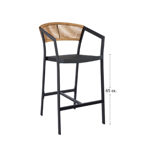 Σκαμπό Beluga-Bar 65 Φυσικό με Μαύρο Σκελετό 57 x 69 x 101cm 900-335 Varossi