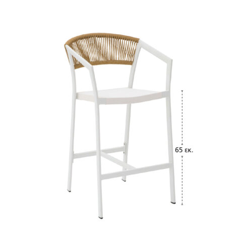Σκαμπό Beluga-Bar 65 Φυσικό με Λευκό Σκελετό 57 x 69 x 101cm 900-336 Varossi